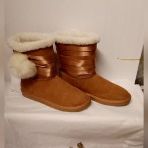 Justice flax fur girls boots size 5